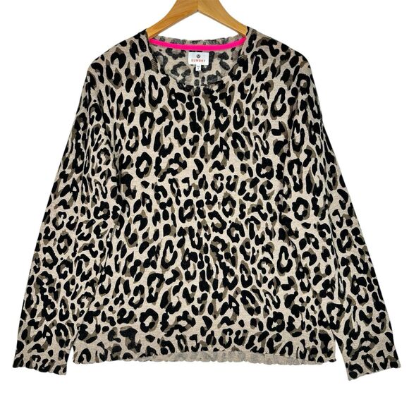 Sundry Anthropologie Cashmere Wool Sweater Womens 2 (M) Leopard Print Pullover - Picture 2 of 13